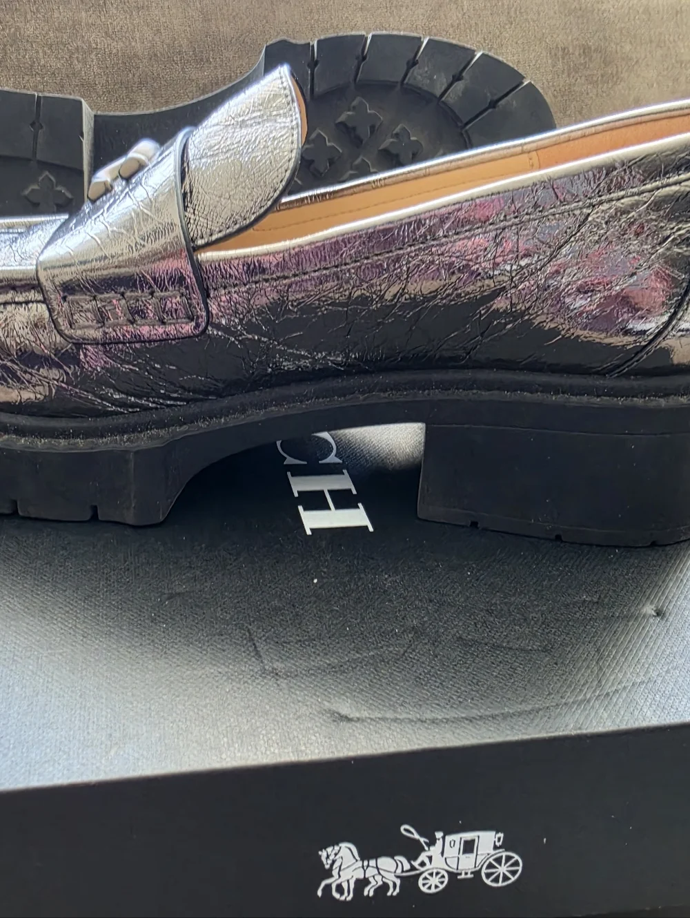 Coach Anthracite Leah Platform Loafers Size 7 - Picture 4 of 8